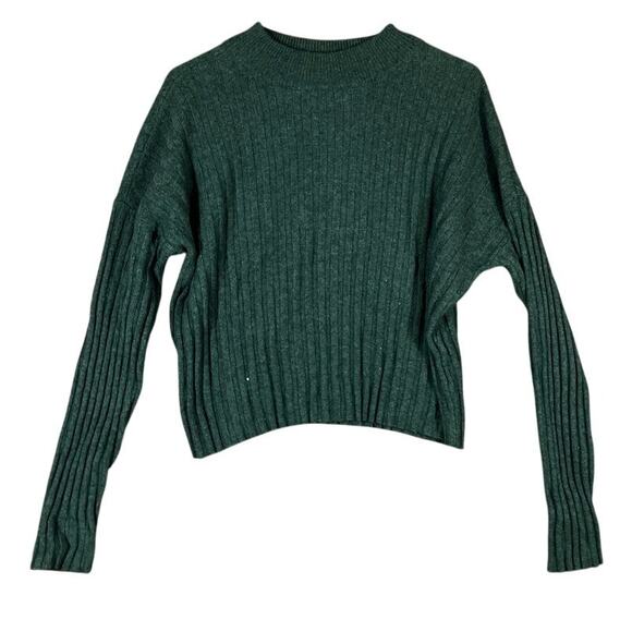 Madewell Sweaters - Madewell Womens Sweater Forest Green Ribbed Knit Mock Neck XLarge